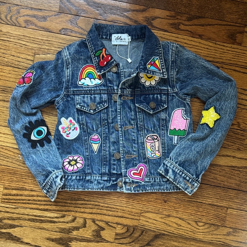 Lola + the Boys All About the Patch Crop Denim Jacket size 8